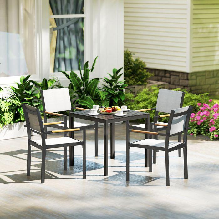 Produktbild Swisshandel24 Gartentisch Aluminium 73x73 cm Holzoptik, Schwarz (73 cm)