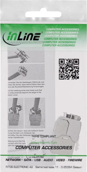 Immagine prodotto InLine Presa Keystone RJ45 Slim, SNAP-In, Cat.6A, fascetta integrata (Modulo Keystone)