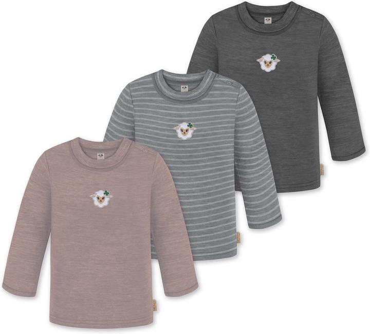 Normani 3er Pack Baby Merino Longsleeve „Taupo" - 9475