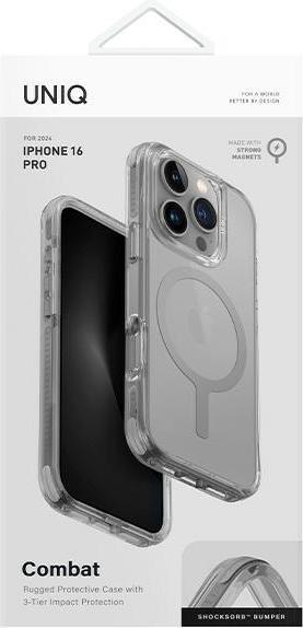 Actual product image Uniq etui Combat iPhone 16 Pro 6.3" Magclick Charging szary/stone grey (Apple iPhone 16 Pro)