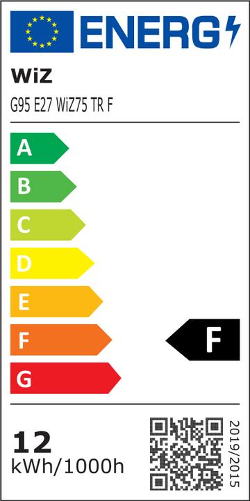 Label énergétique WiZ Blanc chaud (E27, 12 W, 1055 lm, 1 x, F)