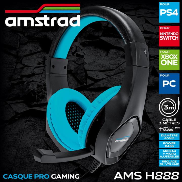 Produktbild Amstrad Gaming Headset 40mm Power Bass Blau (Kabelgebunden)