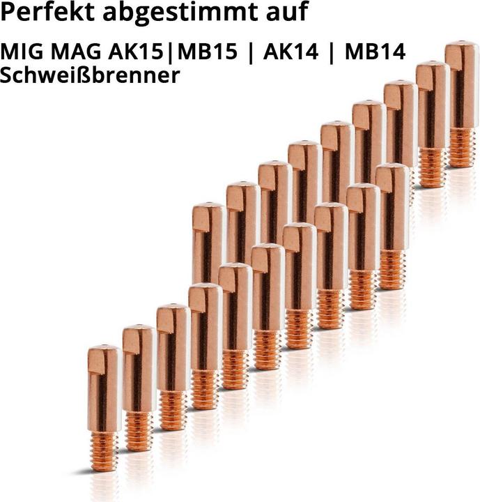 Produktbild Stahlwerk Stromdüsen AK15 MB15 Kontaktdüsen M6x25 0,8 mm MIG MAG Verschleissteile