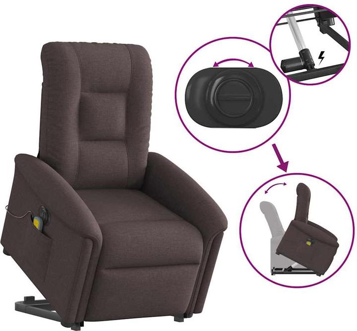 Produktbild VidaXL Elektrischer Massagesessel mit Aufstehhilfe Dunkelbraun Stoff
