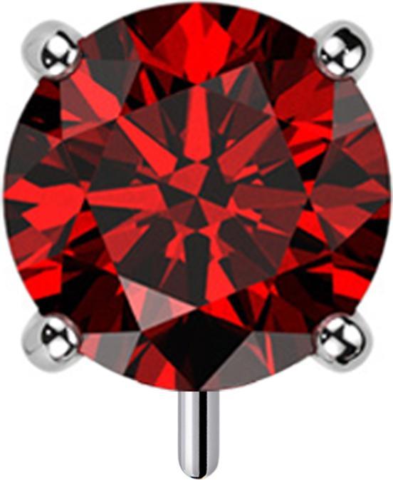 Star Piercing Threadless silber dick front mit Kristall rot gefasst (ohne Messing, Titan G23)