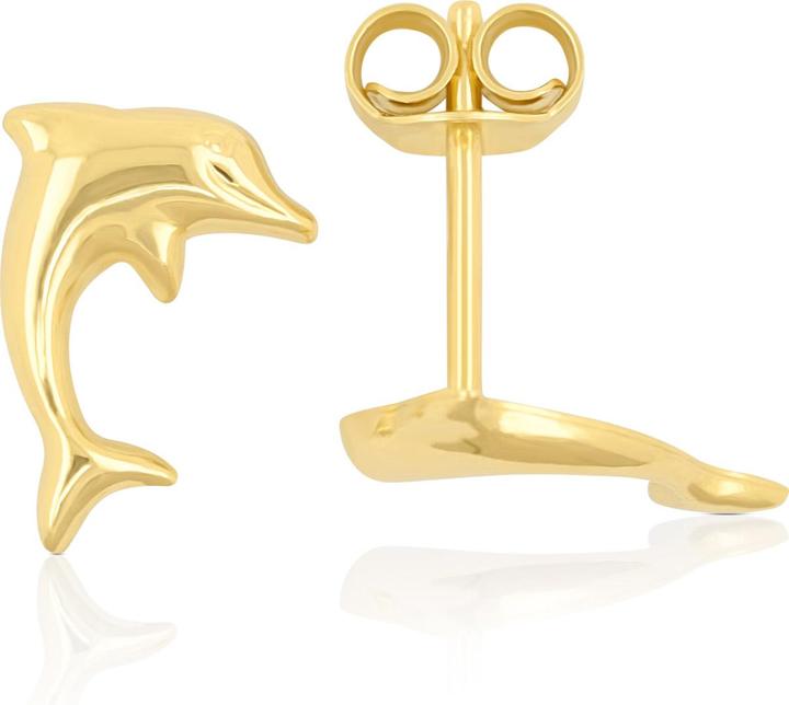 Muau Stud earrings dolphins yellow gold 750, 11mm (750/18K Gelbgold)