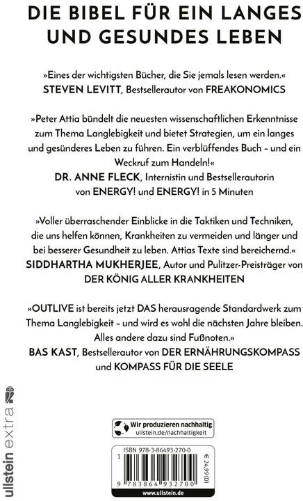 Actual product image Outlive (German, Susanne Warmuth, Peter Attia, Jorunn Wissmann, Bill Gifford, 2024)