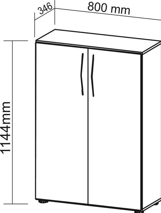 Produktbild Hammerbacher Schrank 3OH 34,6cm tief BM Weiss/Nussb.