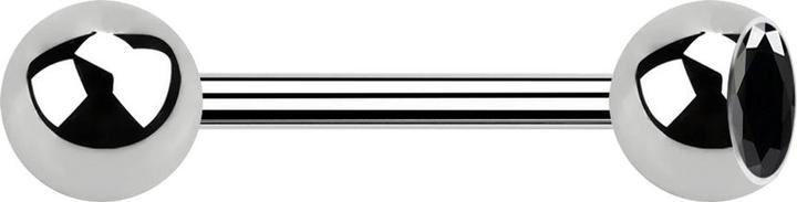 Star Piercing Barbell silber mit Kugel und Kugel Kristall schwarz (Chirurgenstahl 316L, ohne Messing)
