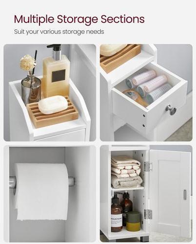Actual product image Vasagle Shelf with toilet paper holder 76.7 x 18 cm, White