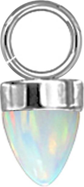 Star Piercing Anhänger silber ein Kegel Opal weiss (Chirurgenstahl 316L, ohne Messing)