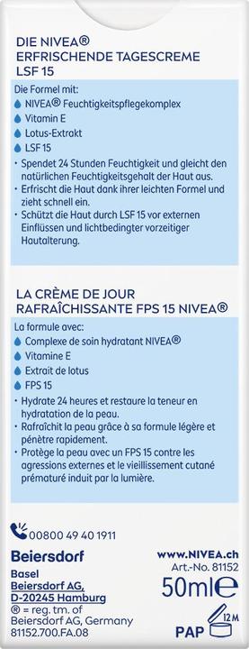 Actual product image NIVEA Erfrischende Tagescreme LSF 15 DUO (100 ml, Day cream, SPF 15)