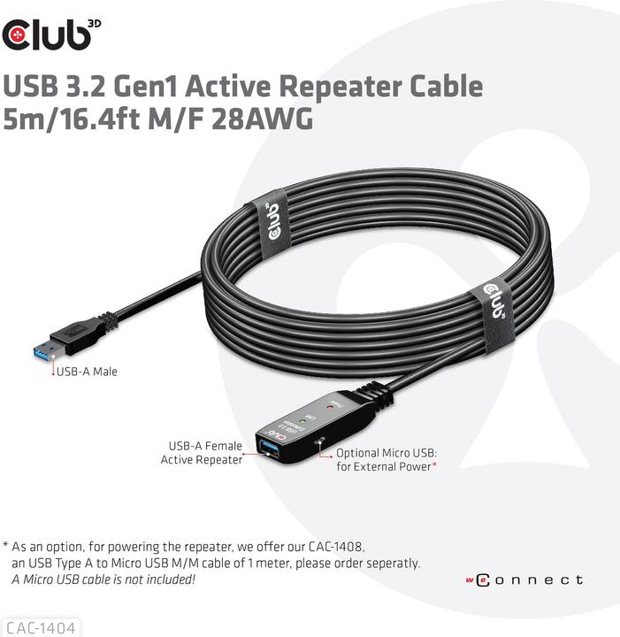 Produktbild Club 3D USB A – USB A (5 m, USB 3.2)