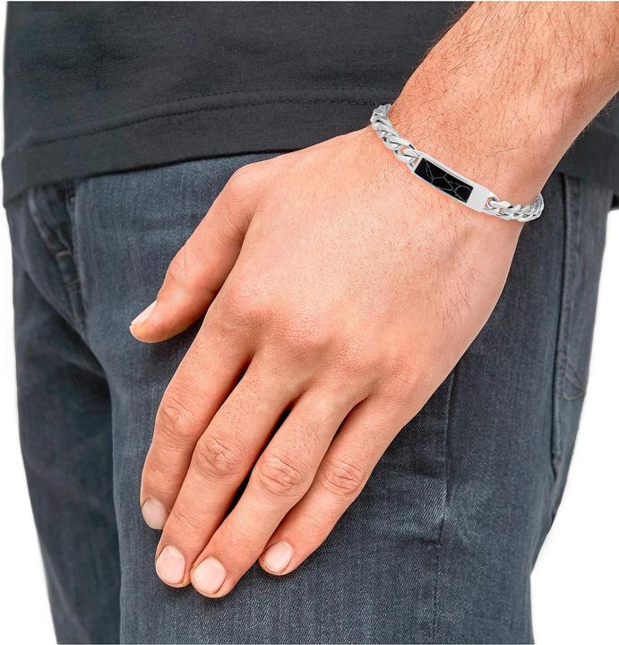 Immagine prodotto S.Oliver Gioielli da braccio per uomo, acciaio inossidabile, pietre preziose (19 cm, Acciaio inossidabile)