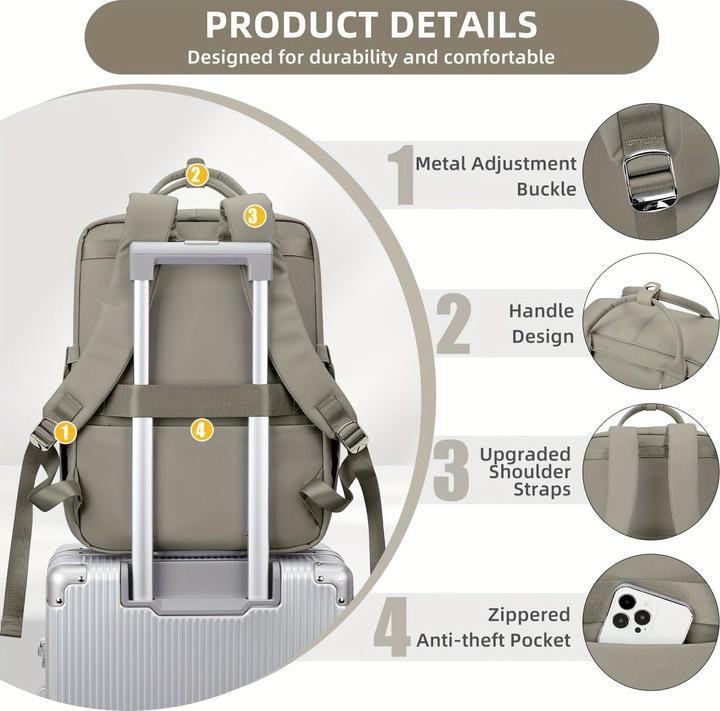 Immagine prodotto Only-Bags.Store Zaino per computer portatile a tinta unita, semplice zaino per la scuola in stile preppy, sport da