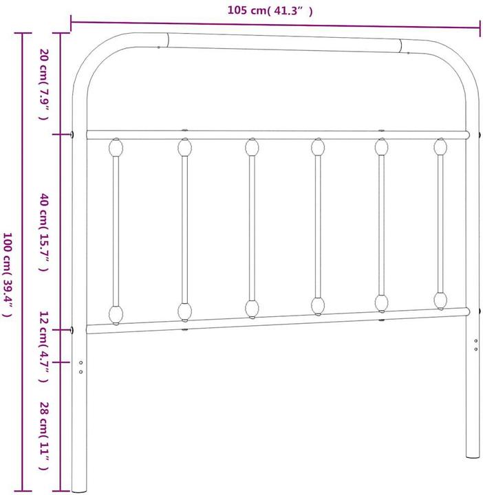 Immagine prodotto VidaXL Kopfteil Metall Weiss 100 cm, Farbe: Weiss, Material (105 x 3 x 100 cm)