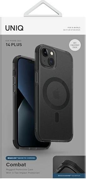 Image du produit Uniq etui Combat iPhone 14 Plus 6,7" Magclick Charging czarny/concrete charcoal (Apple iPhone 14 Plus, Apple iPhone 15 Plus)
