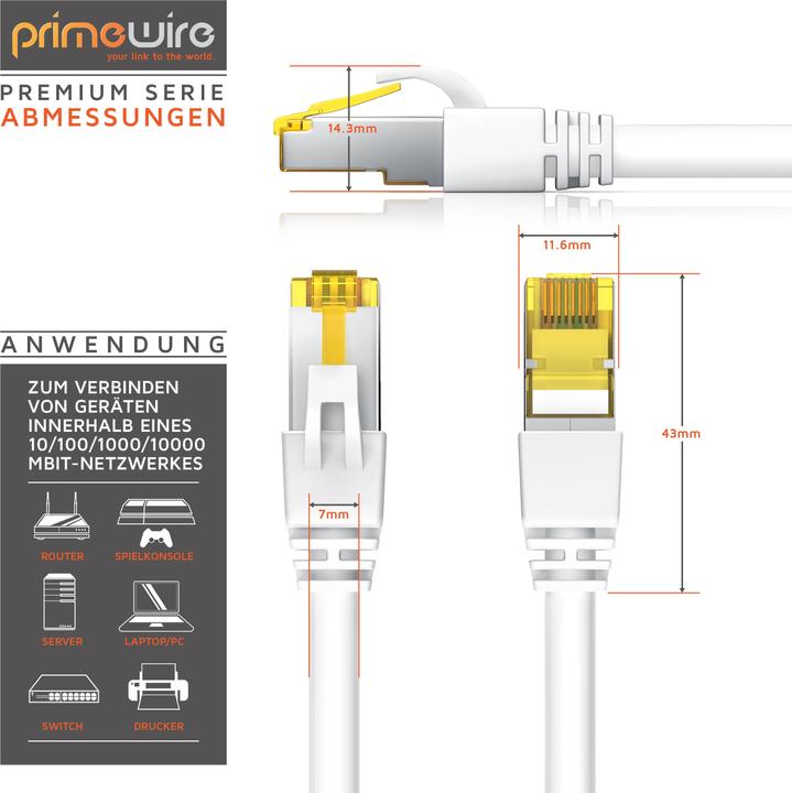 Immagine prodotto Primewire Cavo di rete CAT.7 - cavo Ethernet Gigabit Lan RJ45 - 10 Gbit/s - cavo patch - comp. CAT.6 CAT.8 (S/FTP, PiMF, CAT7, 10 m)