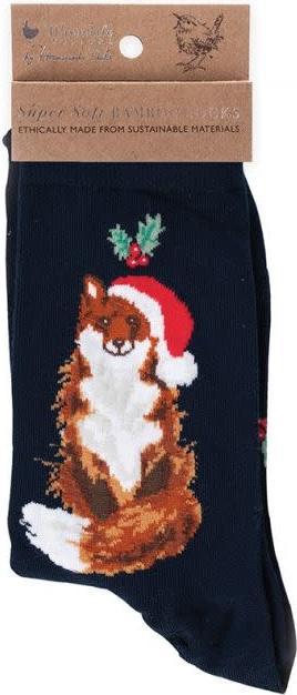 Wrendale Design Socken Fox Christmas - Festive Fox - navy - Fuchs (34 - 39)