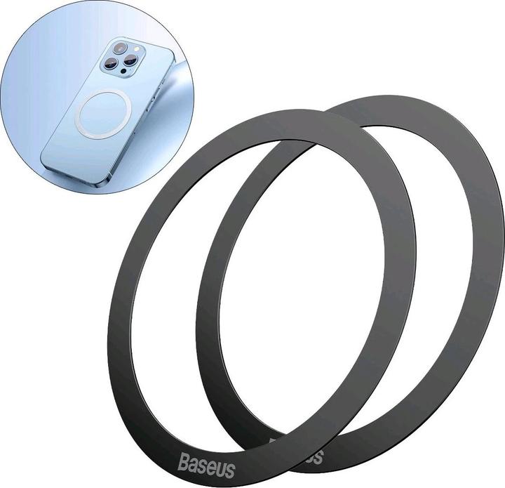 Baseus Anello metallico magnetico della serie Halo (2 pezzi/confezione) Nero