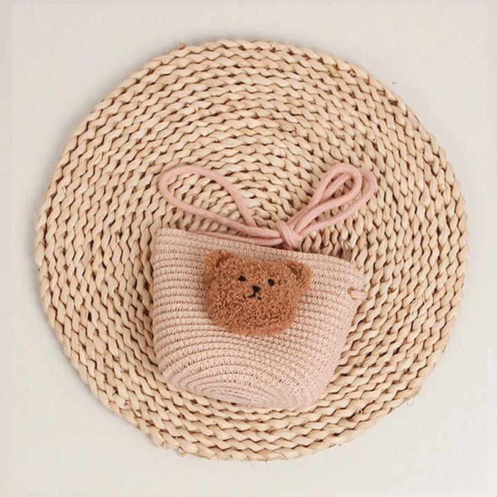 Only-Bags.Store Umhängetasche Sommer Stroh Wicker Handmade Mini Kids Crossbody Bag