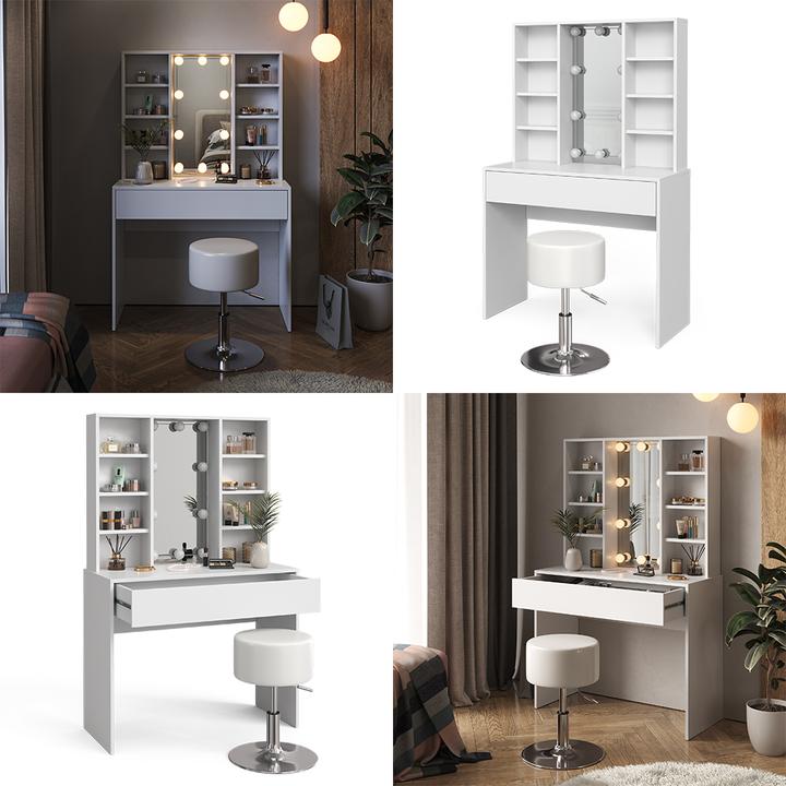 Actual product image Vicco Alexa with stool and lighting (93 x 40 x 147 cm)