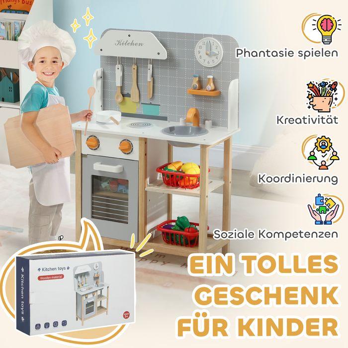 Produktbild Swisshandel24 Kinderküche Spielküche mit Herd, Ofen, Spüle, Uhr & Ablagen für 3-6 Jahre Grau