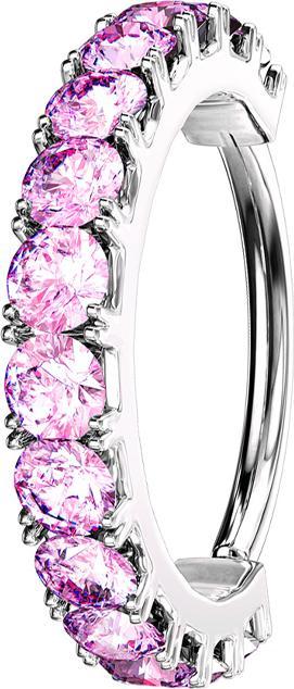 Star Piercing Micro Piercing Ring silber Kristallbogen pink (Messing)