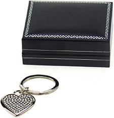 Nordisk Design Cuore portachiavi con strass, placcato in argento, antiestetico