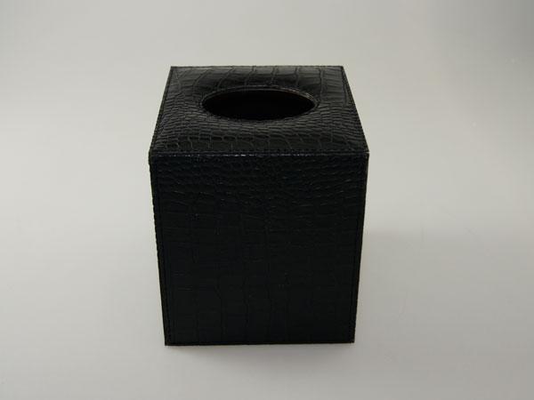 Produktbild Nordisk Design Kleenex-Box Würfel, Leder croco schwarz, 14x14x14 cm