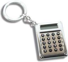 Actual product image Nordisk Design Key ring with euro calculator, 4x5 cm, silver-plated, blue