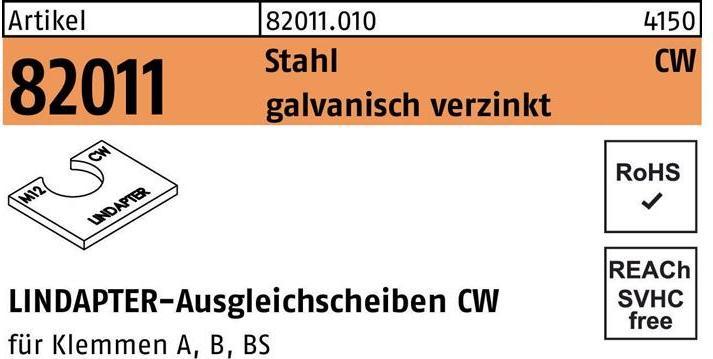 Productafbeelding Lindapter Shim R 82011 CW M 10 / 2.0 Gegalvaniseerd staal