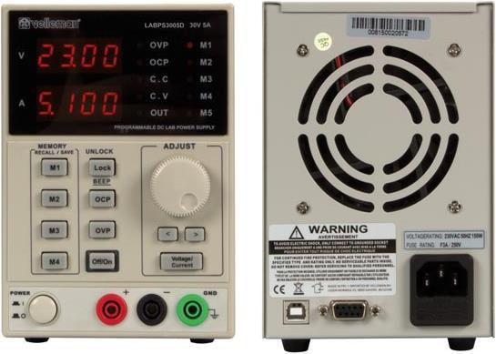Actual product image Velleman LABPS3005D Laboratory power supply unit