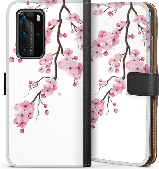 Produktbild DeinDesign Tasche für Huawei P40 Pro Handy Flip Case Wallet Cover Handytasche Leder Asien Japan Kirschblüten (Huawei P40 Pro)