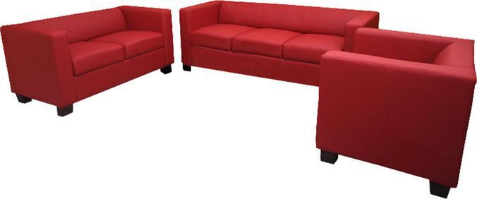 Image du produit Swisshandel24 Canapé 3-2-1 Ensemble Canapé Lounge Lille - Cuir, rouge