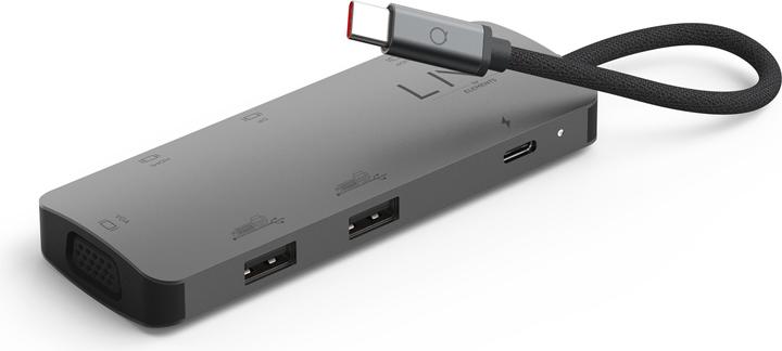 Actual product image LINQ Connects USB-C -> 1x HDMI, 1x DP, 1x miniDP, 1x VGA, 1x USB-C, 2x USB-A LQ48019 grey (USB-C, 7 Ports)