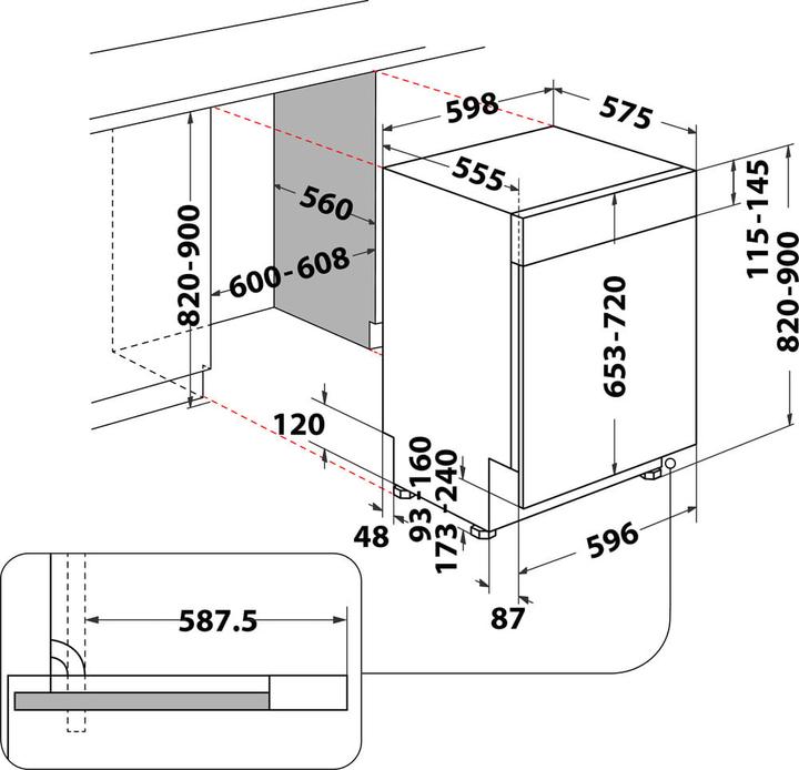 Image du produit Whirlpool WBC3C26B Lave-vaisselle semi-intégré 14 couverts