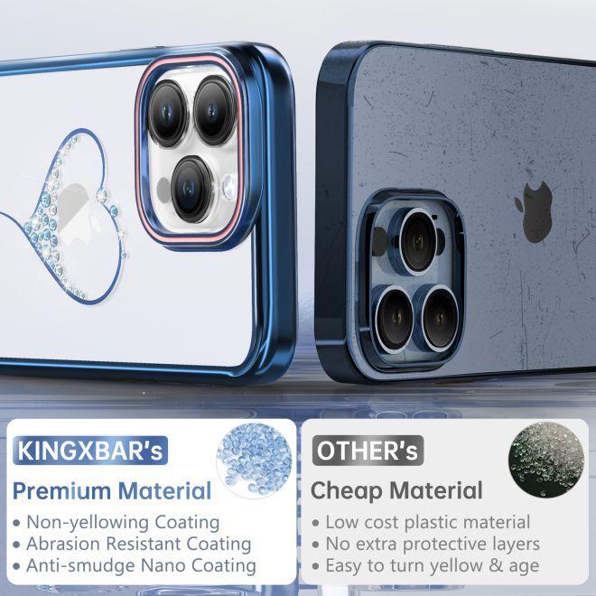 Immagine prodotto Kingxbar Custodia in silicone Wish Series con cristalli per iPhone 15 Pro - blu (Apple iPhone 15 Pro)