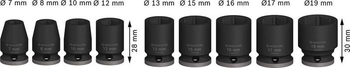 Produktbild Bosch Professional Zubehör PRO Impact Steckschlüsseleinsatz-Set, 3/8", Standard, 9-tlg. (8 mm, 12 mm, 16 mm, 19 mm, 7 mm, 10 mm, 15 mm, 13 mm, 17 mm)