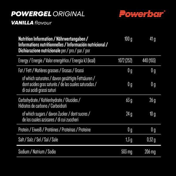 Nährwerte und Zutaten Powerbar Powergel (Vanille, 1 Stk., 41 g)