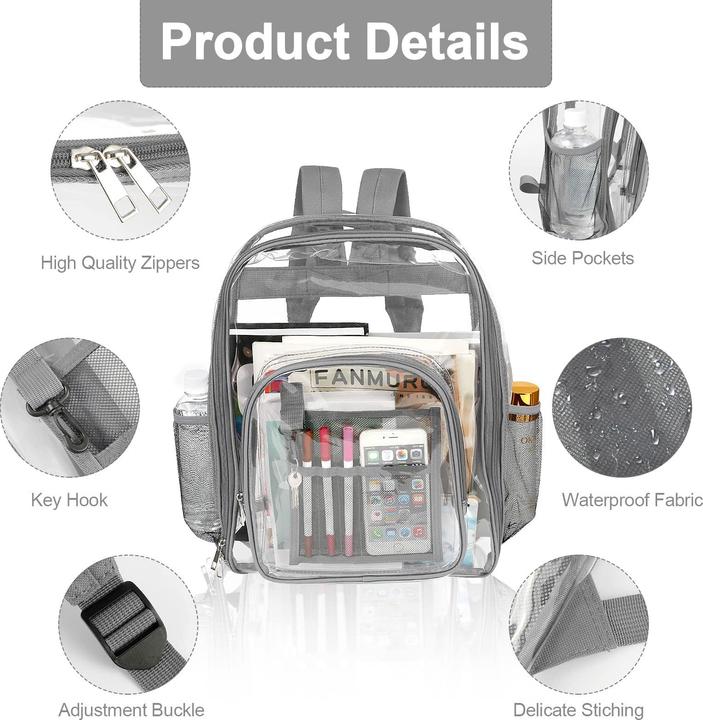 Immagine prodotto Only-Bags.Store Zaino Clear zaino plastica Zaino scuola trasparente zaino Clear zaino plastica