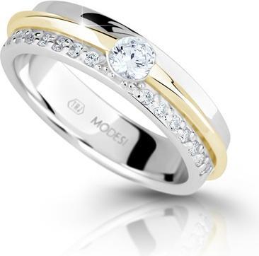 Actual product image Modesi Bicolour silver ring with zircons M16023 - Circuit: 54 mm (54)