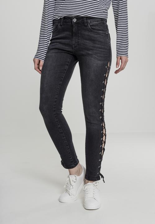Actual product image Urban Classics Ladies Denim Lace Up Skinny Pants (29)