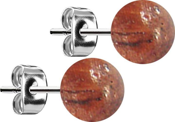 Star Piercing Ohrstecker silber Kugel aus Mandarin Holz (ohne Messing, Organisch, Chirurgenstahl 316L)