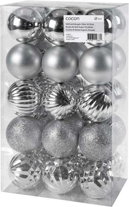 Produktbild Cocon Weihnachtskugel 30 Stück, Silber (30 -teilig)