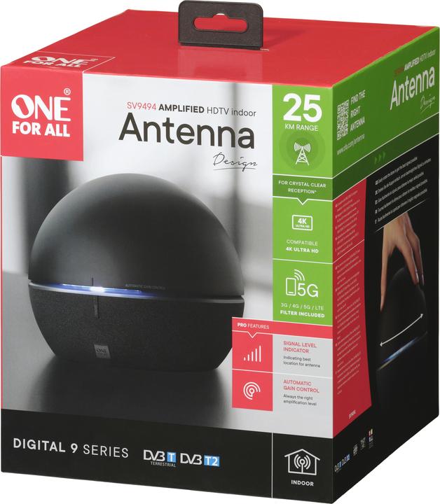 Image du produit One for All DVB-T 4K BALL Design SV 9494 (Antenne d'intérieur, DVB-T / -T2)