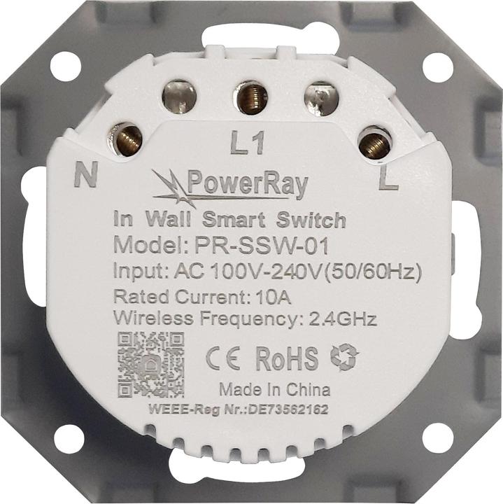 Actual product image PowerRay WiFi Touch Smart Switch PR-SSW-01