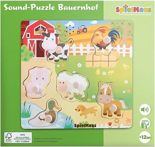 Actual product image Spielmaus SMH sound wooden puzzle farm (6 pieces)