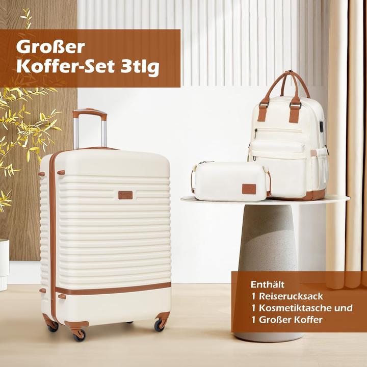 Produktbild Coolife 3-teiliges Reisegepäck-Set (93 l, Handgepäck (bis 50l), L (90 - 115l))