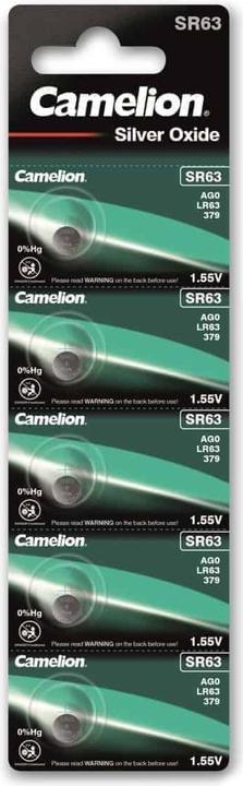 Immagine prodotto Camelion Pile a bottone in ossido d'argento SR63 /SG0, 1,55 Volt - 5 pezzi (5 pz., SR63, 10 mAh)